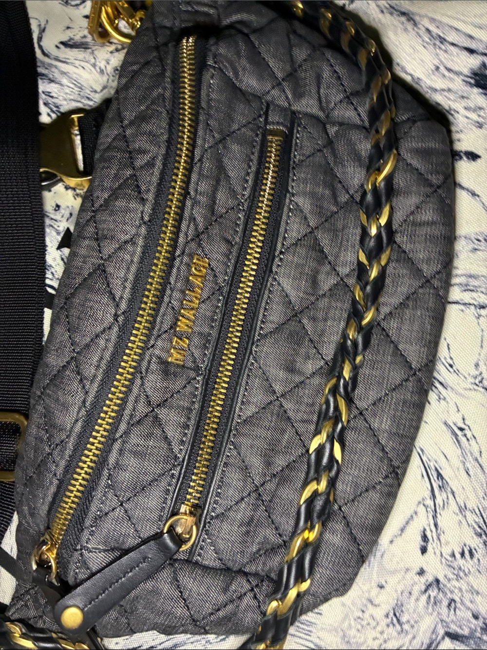 LIMITED EDITION MZWallace Quilted Charcoal Denim Small Crosby with Gold Hardware - Picture 12 of 14